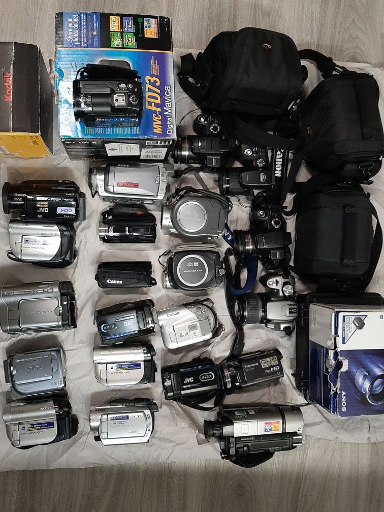 Lot Of Camcorders And Cameras