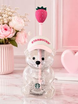 Starbucks Bear Shape Cup with Strawberry Straw