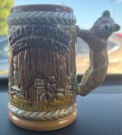 Vintage 1960s California Redwoods Souvenir Mug - Rare Bear Handle