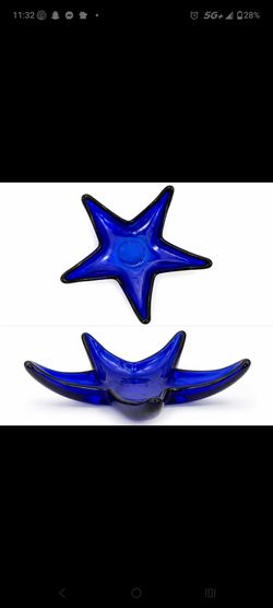 Cobalt Blue Glass Starfish Dish