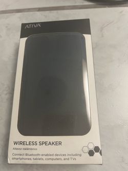 Ativa  Fabric -Covered Wireless Blue Tooth Speaker Black Universal Connection