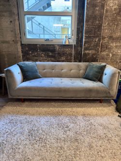 AllModern Steel Blue Velvet Sofa – 81.5”