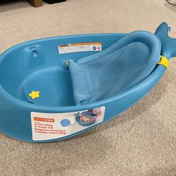 Skip Hop Baby Bath Tub, 3-Stage Smart Sling Tub, Moby, Blue