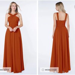 Azazie Kaleigh chiffon Bridesmaid dress in paprika