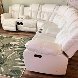 WHITE ELECTRIC RECLINER SOFA