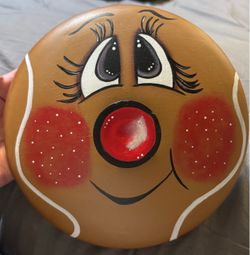 Hand-Painted Gingerbread Face Round