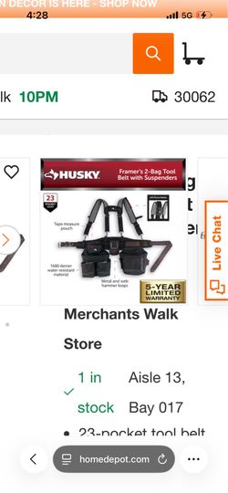 Husky electrician tool belt with suspenders brand new