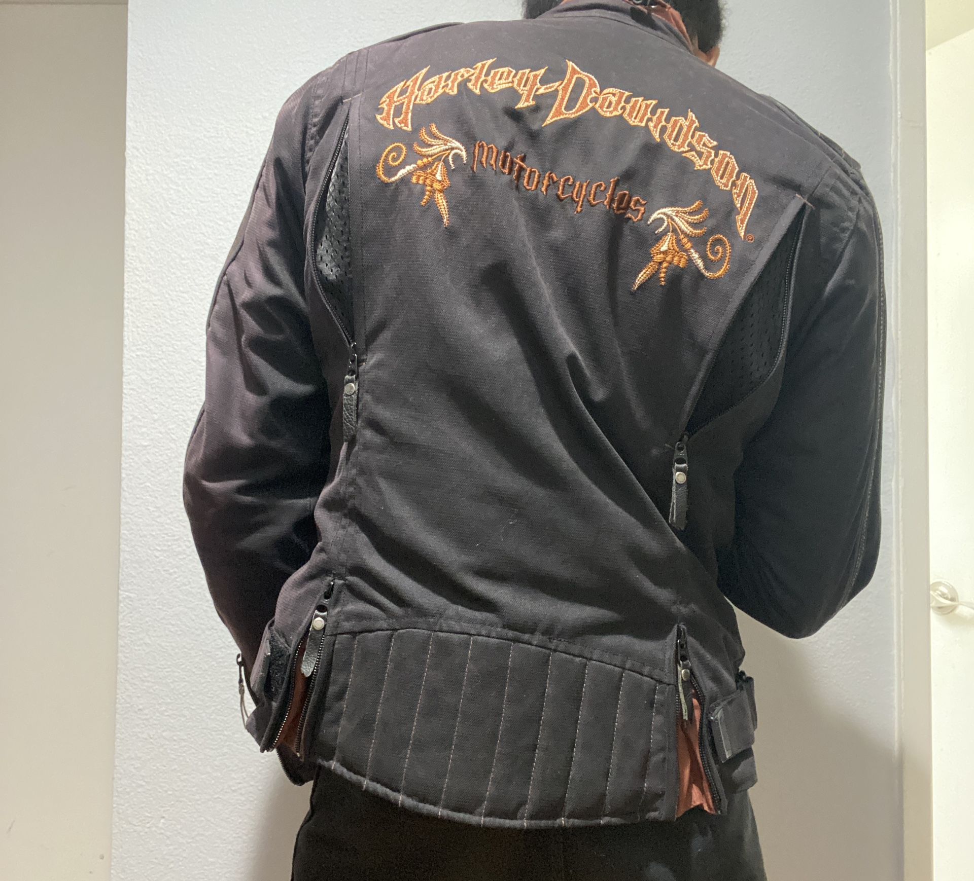 Harley Davidson Mens Made in China Leather Jacket Double Zip Size Medium