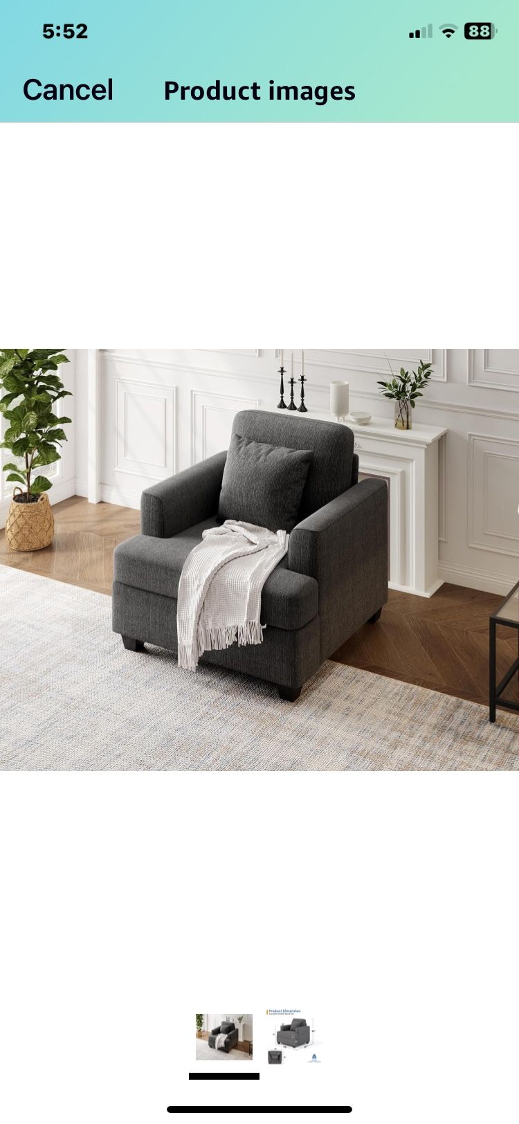 NEW IN BOX 35”MODERN ARM CHAIR WITH THROW PILLOW