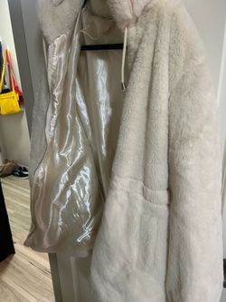 Off white furry coat
