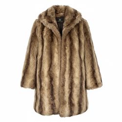 Alpine Studio Women’s Brown Faux Fur Coat Jacket Shawl Collar Soft Size M