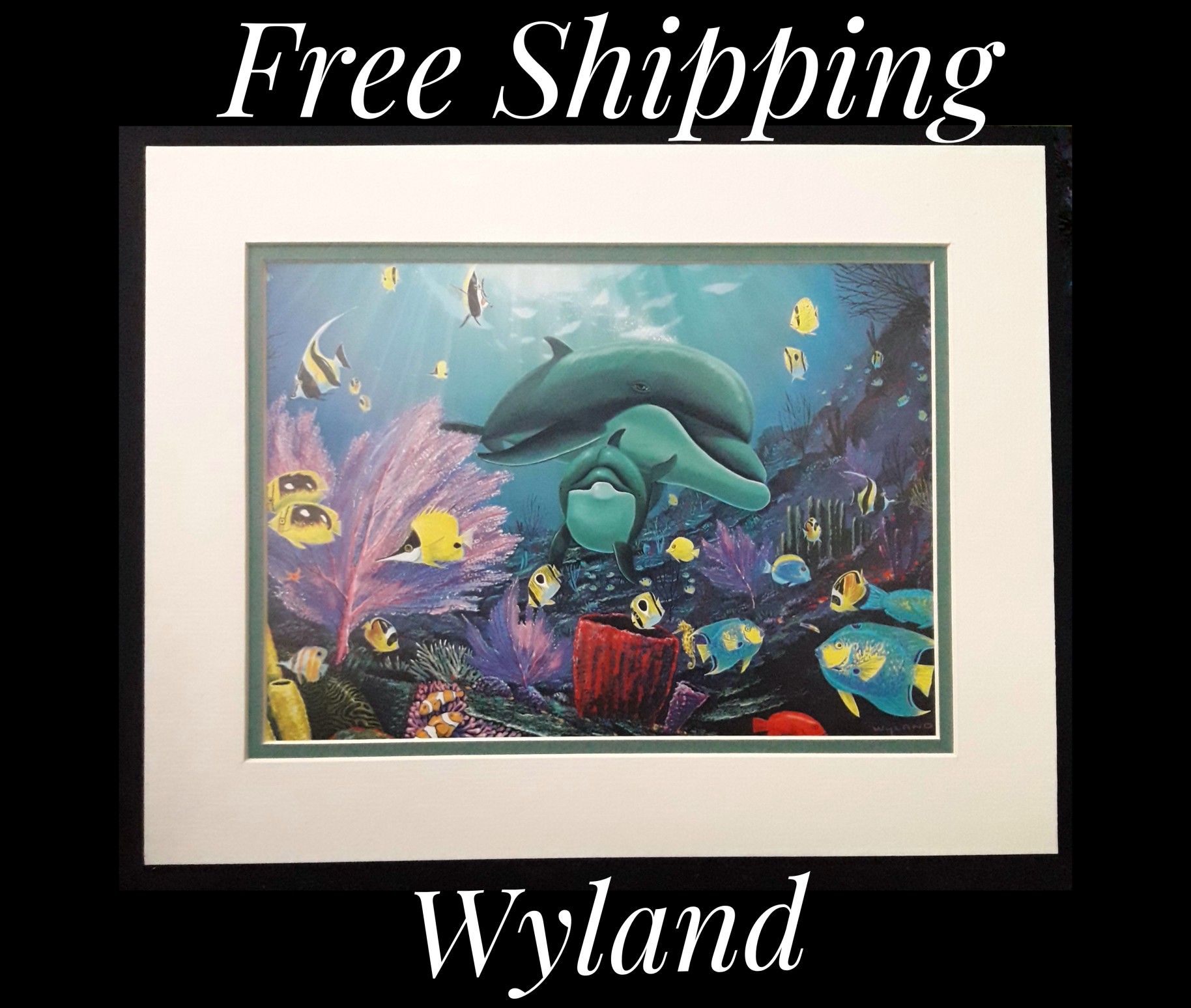 Wyland, "Sea of Light" 11" x 14" Fine Art Calender Print. Mounted on Acid Free Foam Core. Double Matted on Acid Free Matt Board