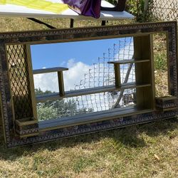 Beatigful Vintage Mirror Display And Plant Holders Included