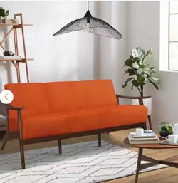 Lonita 73 in. W Straight Arm Velvet Rectangle Sofa in. Orange