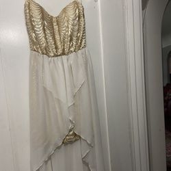 Sequin Sheer Overlay Strapless Dress