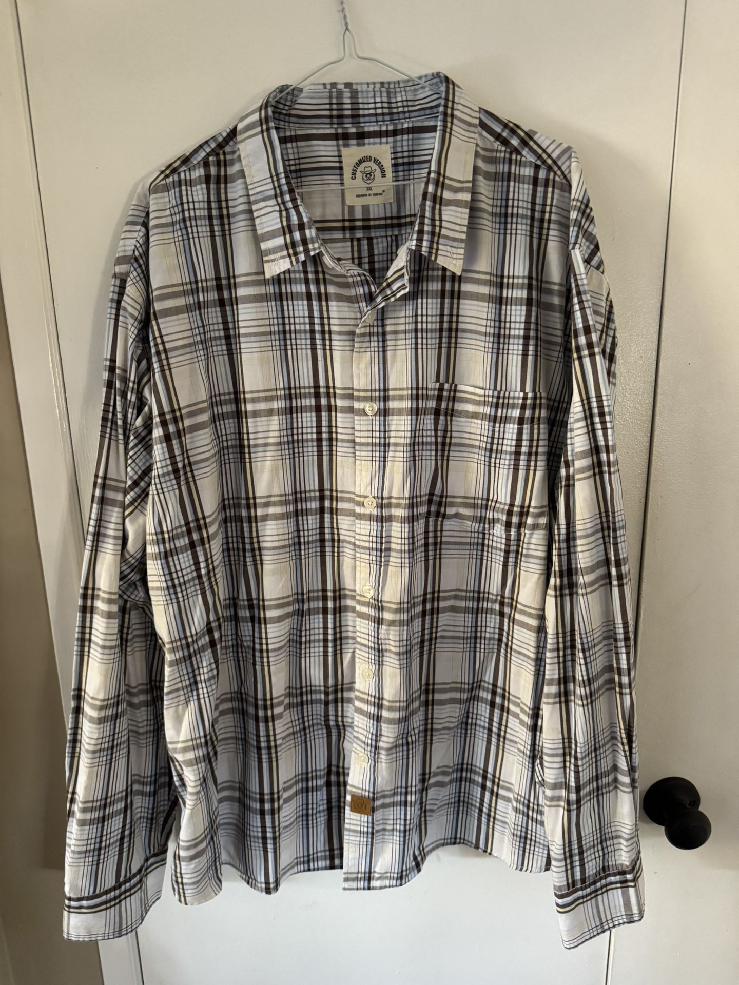 Dubinik- Plaid Button Up Shirt Long Sleeve - XXXL