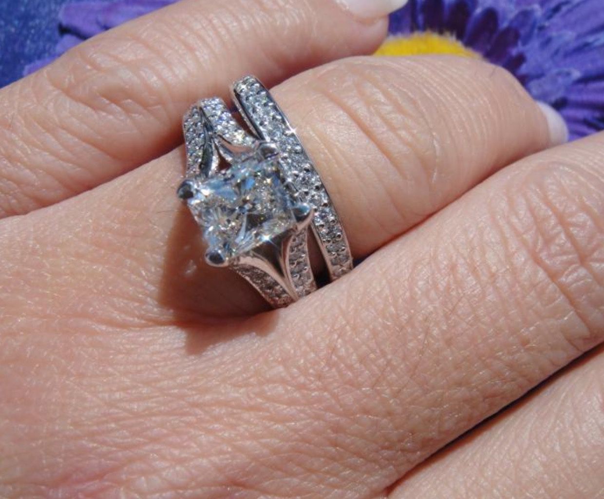 Designer A.Jaffee Platinum Ring With Band 1.50 GIA Center 