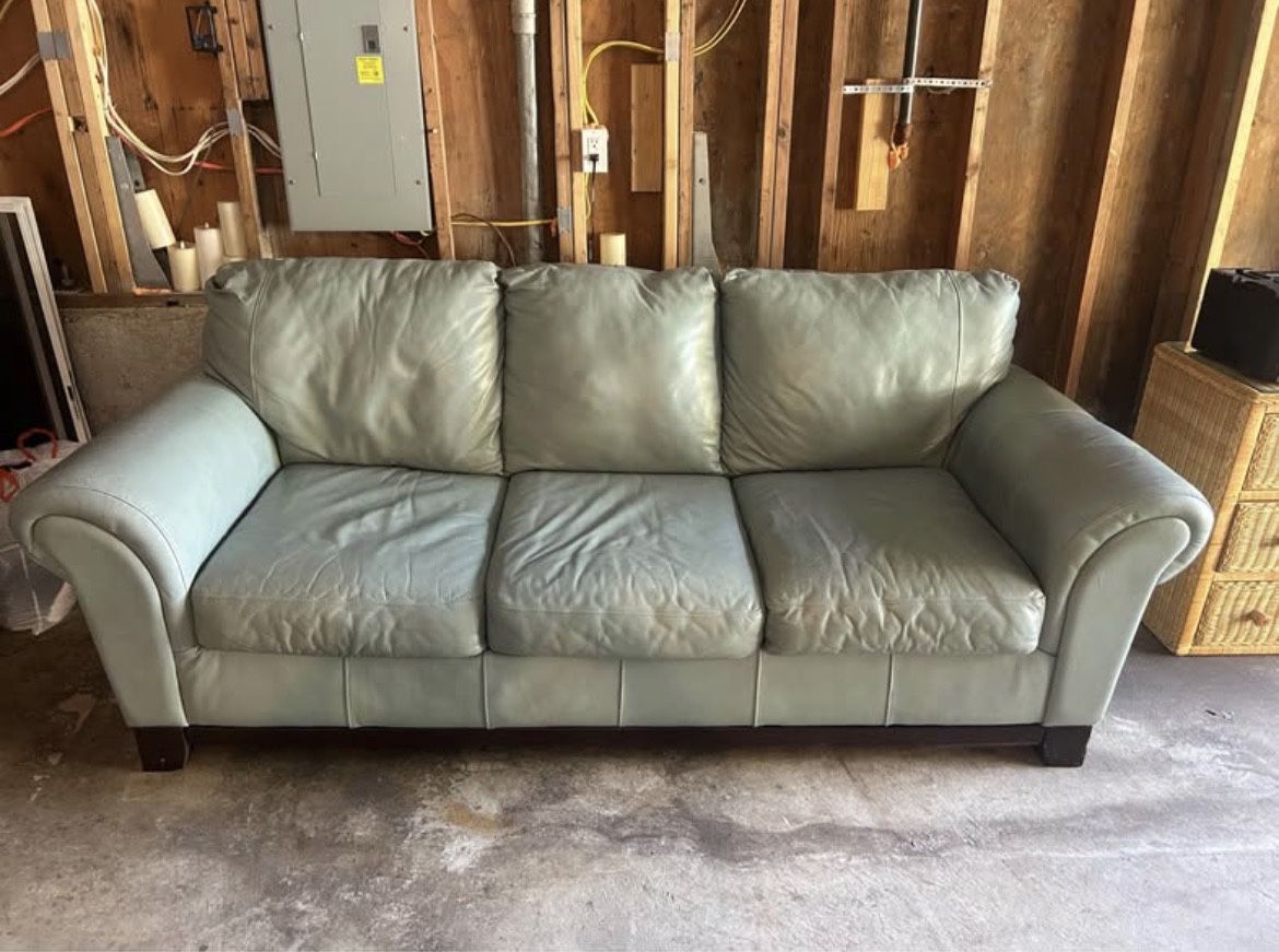 Teal Leather Couch