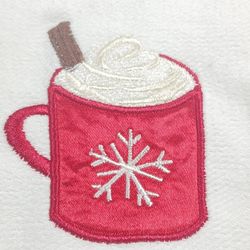 Embroidered Hot Coco Mug Holiday Christmas Kitchen Dish  Bathroom Hand Towel