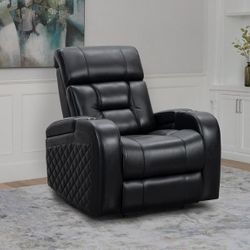 Bronston Top Grain Leather Power Theater Recliner, Black $399.99