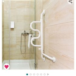 Stander Curve Grab Bar with Handrail, 14-Inch Bathroom Safety Handle for Elderly, Bathtub and Shower Assistance for Seniors

