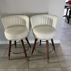 🪑 Luxury Leather Swivel Bar Stools (Set of 2)