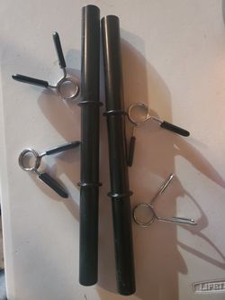 Set of dumbbell handles and clips