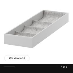 Ikea Pax Wardrobe Komplement Jewelry Drawer Organizer 4 Compartments 6” x 20 7/8” x 2” Light Gray