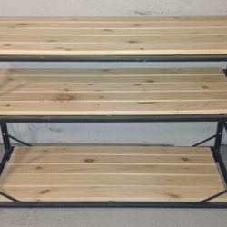 ​Industrial 3-Tier Wood & Metal Utility Cart - Rolling Kitchen Island / Bar Cart