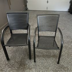 Patio Four Back Light Iron Stackable  Chairs