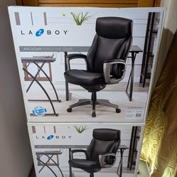 La-Z-Boy Arcadian Ergonomic Bonded Leather Swivel Executive Chair, Black