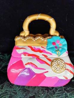 Rare Vintage Pink/White Stripe Purse Cookie Jar