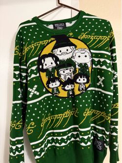 BoxLunch Lord of the Rings Green Graphic Knit Pullover Sweater Men’s L