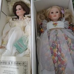 2 Tall Porcelain Dolls Limited Edition Full Size 
