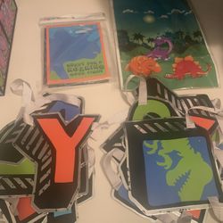 Free Dinosaur Birthday Banner, 8 Invitations And 8 Goody Bags
