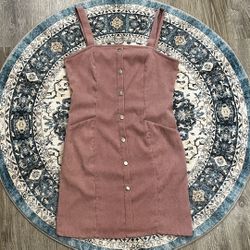 Pink Women’s Small Mini Dress Corduroy Pockets Cotton Cottage Core Coquette