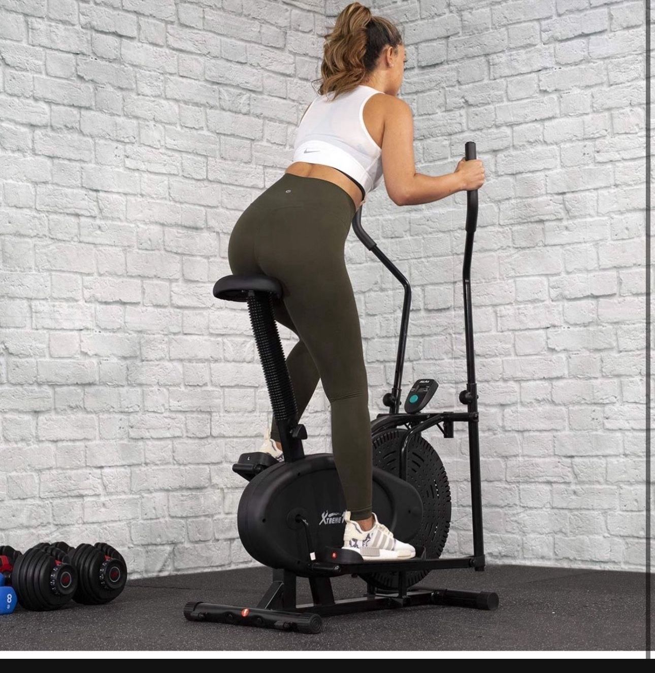 Dual Action Elliptical Fan Bike Cross Trainer Air Resistance System Machine Exercise Workout w/LCD Monitor