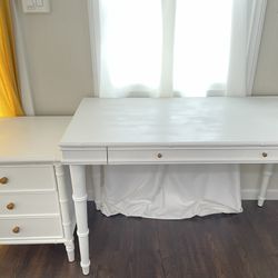 White Desk And Table Set