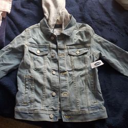 Old NAVY Built-in Flex Fleece-Hood Jean Jacket Kids Large 