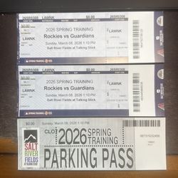 Spring Training Tickets + Parking - Rockies vs. Guardians March 8, 2026, Salt River Fields