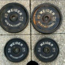 154lbs Weider International Olympic Weight Plates Vintage