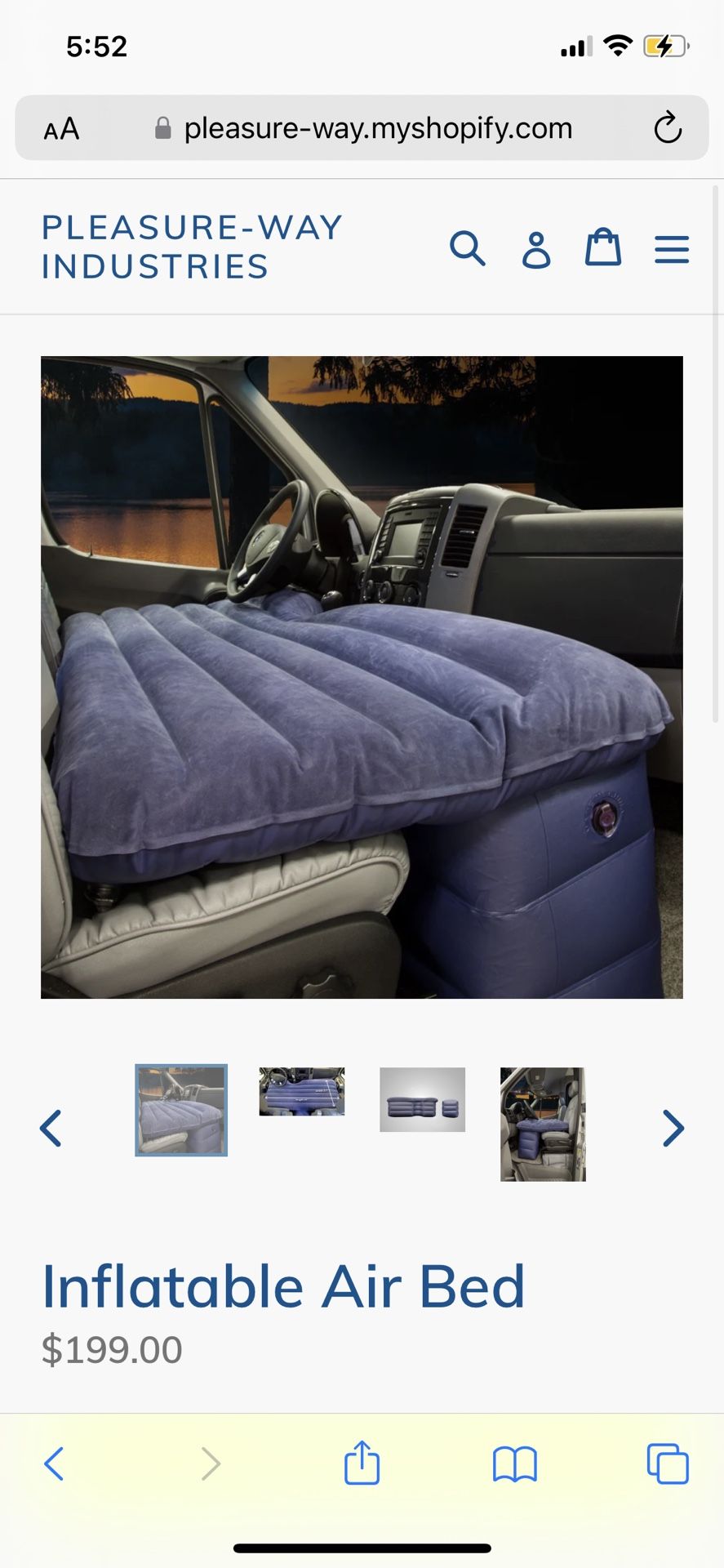 Pleasure-Way is Inflatable Air Bed for Front Cabin Sprinter And Ram Promaster Camper Van
