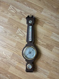 Vintage Wood Banjo Barometer Weather Station