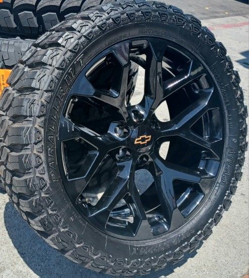 22" Chevy Silverado GMC Sierra Replica Wheels & Tires OFF-ROAD Tahoe Suburban Escalade Yukon Ram Tundra Titan Rims Rines Llantas.. Setof4