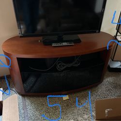 Reno Wood TV Stand / entertainment Center - Swivels, Smoked Glass Doors And Internal Shelving