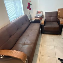 Brown Sofa and Armchair Set