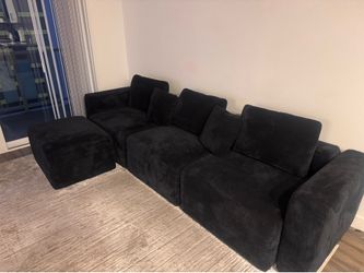 Black Modular 3-Seat Couch + Ottoman - $300 OBO