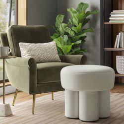 New Boucle Fully Upholstered Accent Ottoman Stool Cream - Threshold™