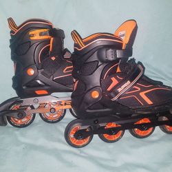ZPM Sports Roller  Blades Skates Youth 4Y - 7Y Large Black and Orange Adjustable