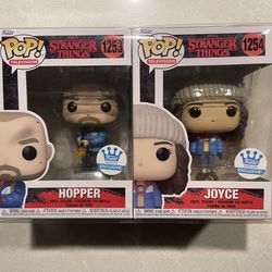 Hopper & Joyce Funko Pop Set *MINT* Online Shop Exclusive Flamethrower Stranger Things 1253 with protector Netflix Television